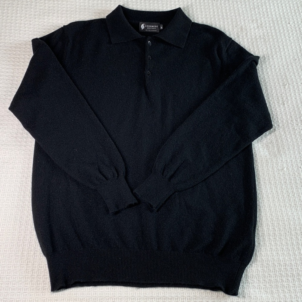 Cashmere Boutique black collared cashmere sweater size medium - Picture 3 of 9